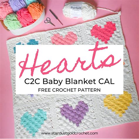 Hearts C2c Crochet Baby Blanket Free Crochet Along And Pattern