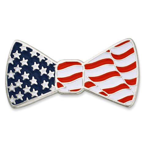 American Flag Patriotic Bow Tie Enamel Lapel Pin