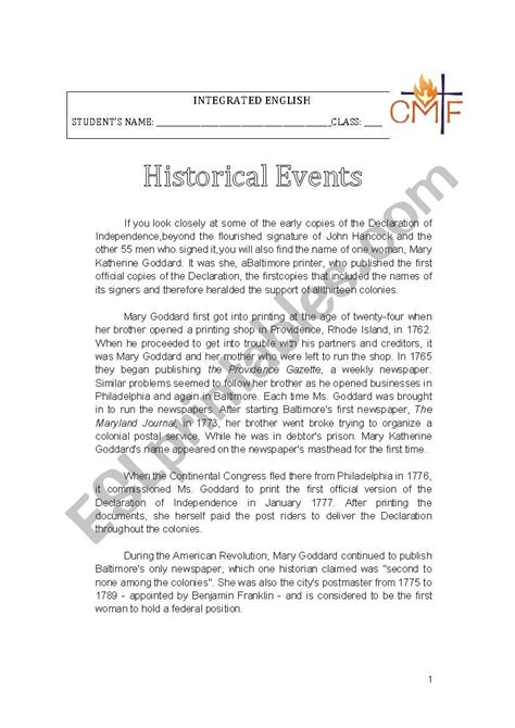 Historical Events Esl Worksheet By Ramirez2291