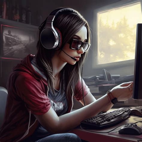 Premium Ai Image Gamer Girl Generative Ai