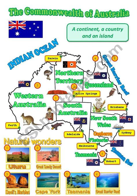 A Map Of Australia Esl Worksheet By Diana561