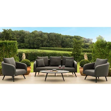 Maze Rattan Ambition 3 Seater Outdoor Fabric Sofa Set Gardenstreet