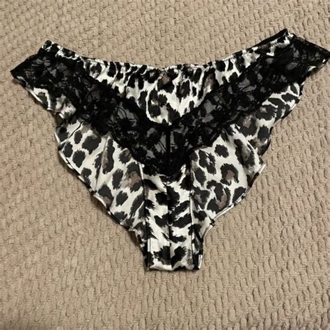 Vtg Victorias Secret Leopard Second Skin Satin Flutter Bikini Panties