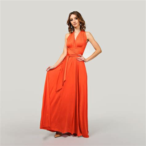 Burnt Orange Maxi Bridesmaid Dress Prom Dress Infinity Etsy