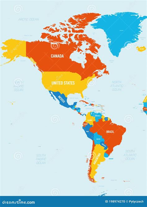 South America Map 4 Bright Color Scheme High Detailed Political Map