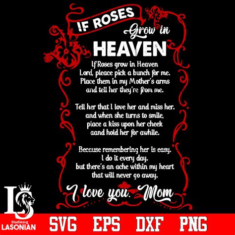 If Roses Grow In Heaven I Love You Mom Svg Dxf Eps Png File Mother Day Lasoniansvg