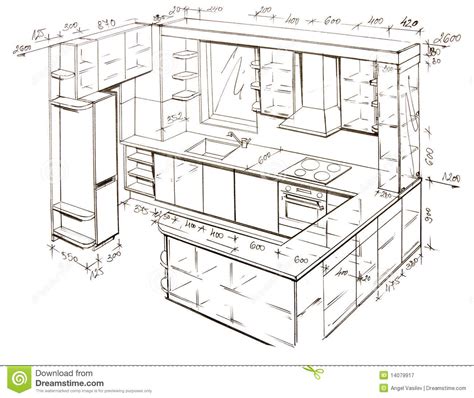 Modern Interior Design Freehand Drawing Stock