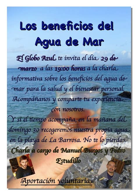 El Globo Azul Charla Informativa Los Beneficios Del Agua De Mar