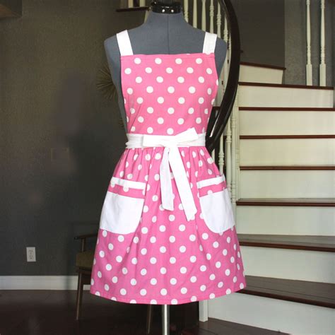 Pink Aprons For Women Aprons With Pockets Womens Aprons Pink Dot