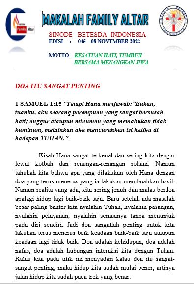 Sinode Betesda | DOA ITU SANGAT PENTING