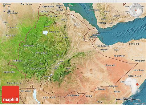 Ethiopia Map And Satellite Image Gambaran