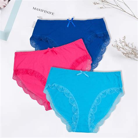 Buy Plus Size Women Panties Sexy Lace Briefs Ladies Cotton Knickers Female Underwear Lingerie 3