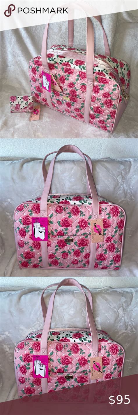 Betsey Johnson Hot And Light Pink Rose Flower Overnighter Weekender Bag And Nwt 163 Betsey