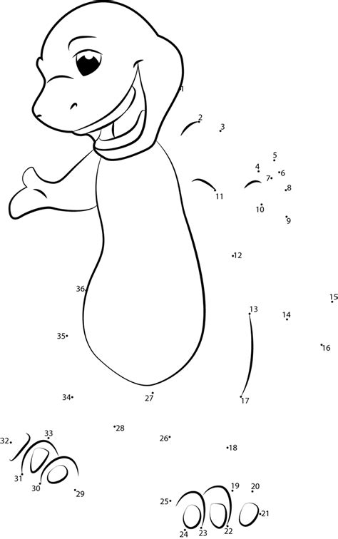 Smiling Barney Dot To Dot Printable Worksheet Connect The Dots