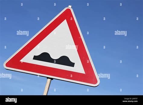 German Road Sign Bumpy Road Stock Photo Alamy