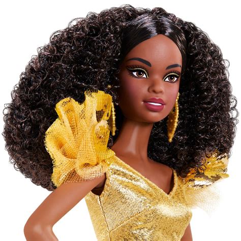 Best Buy Barbie 2020 Holiday Barbie™ Doll Brunette Curly Gold Ght55