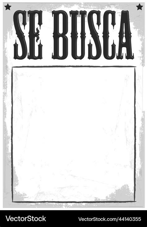 Se Busca Wanted Poster Spanish Text Template Vector Image