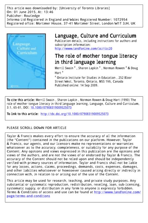 Everything you need to teach the mother tongue. (PDF) The role of mother tongue literacy in third language ...