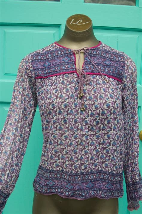 1970s Batik Cotton Blouse 70s Bohemian Tunic Size Small Etsy Cotton