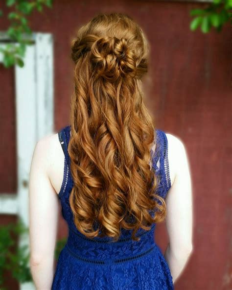 pin by melissa williams on ginger hair inspiration bun hairstyles half up hair curly hair styles