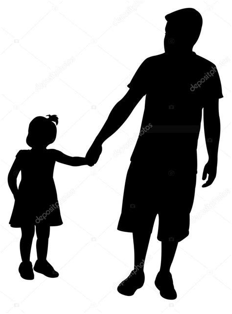Padre E Hija Caminando Silueta Vector Vector Gráfico Vectorial © Dr
