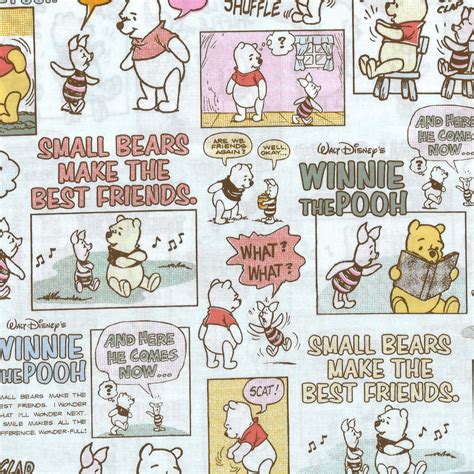 Winnie The Pooh Comic Strip Printed Fabric Made Etsy