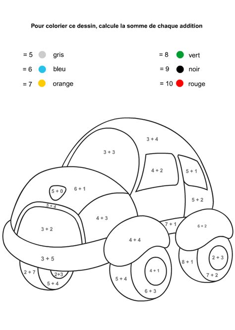 Coloriage Magique Addition Regarde Les Codes Couleurs Pour Savoir