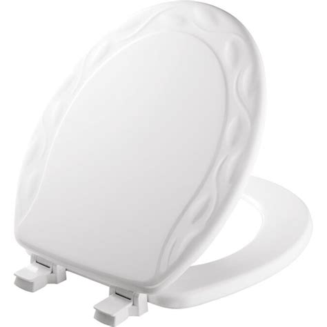 Mayfair Sculptured Ivy Lift Off White Round Toilet Seat In The Toilet