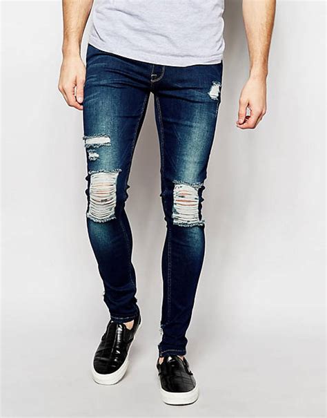 Asos Extreme Super Skinny Jeans With Extreme Knee Rips Asos