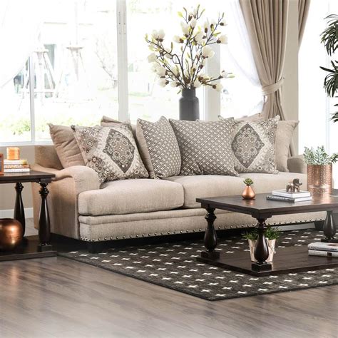 Furniture Of America Katy Transitional Chenille 2 Piece Sofa Set In