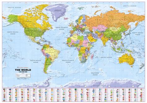 Political World Wall Map Large Global Mapping Wall Map Isbn