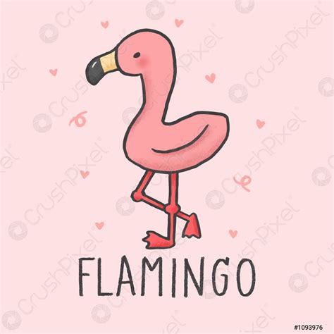 Cute Flamingo Cartoon Hand Drawn Style Stock Vector Crushpixel