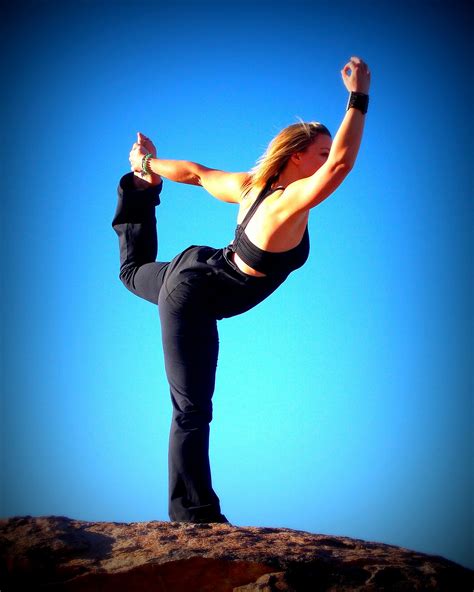 Healthy Woman Doing Yoga Outdoors Balancing Dancers Pose
