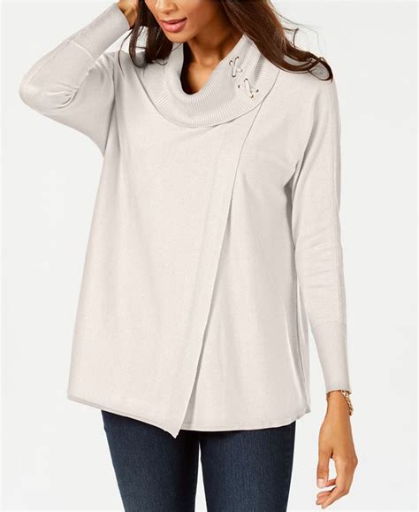 Jm Collection Faux Wrap Cowl Neck Sweater Created For Macys And Reviews