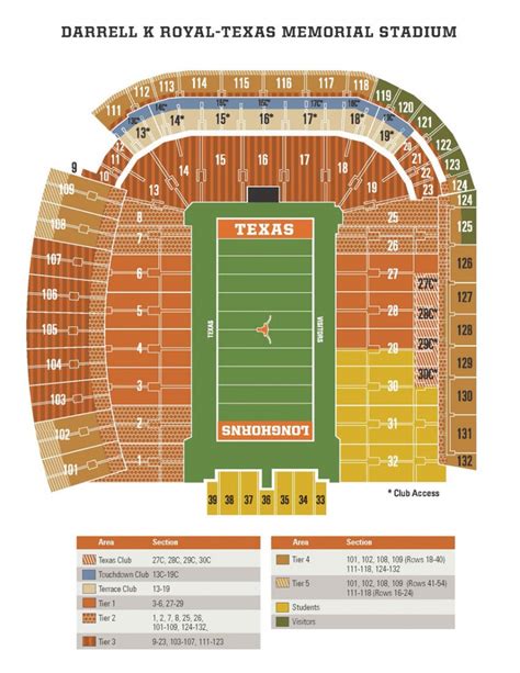 University Of Texas Stadium Seating Map Printable Maps