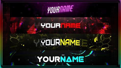 Free Youtube Gaming Banner Template Pack 2021 Youtube