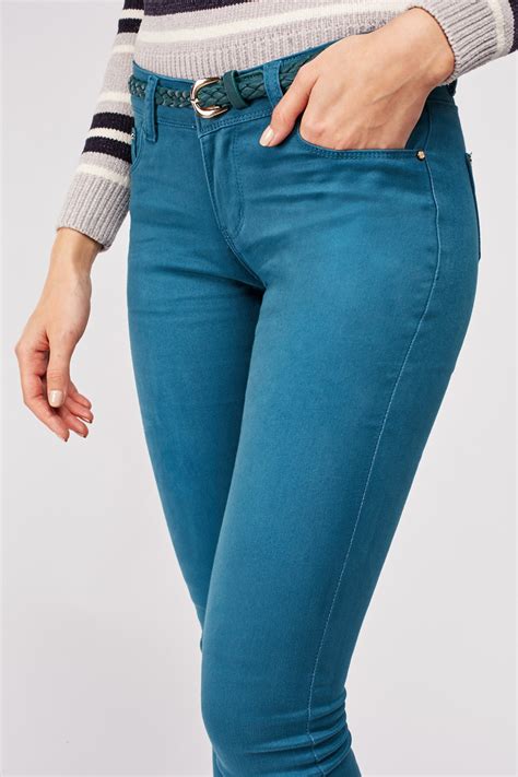 Low Waist Teal Skinny Jeans Just 6
