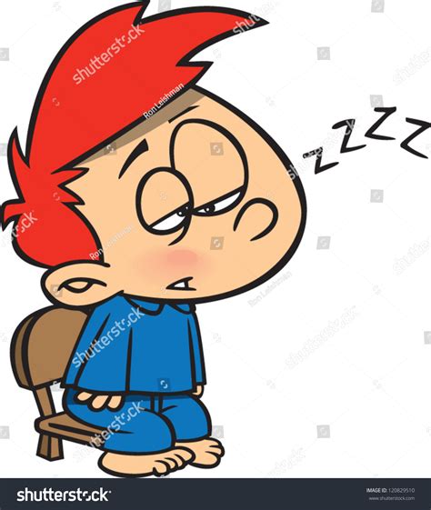 Sleepy Cartoon Boy Trying Stay Awake Stock Vector 120829510 Shutterstock