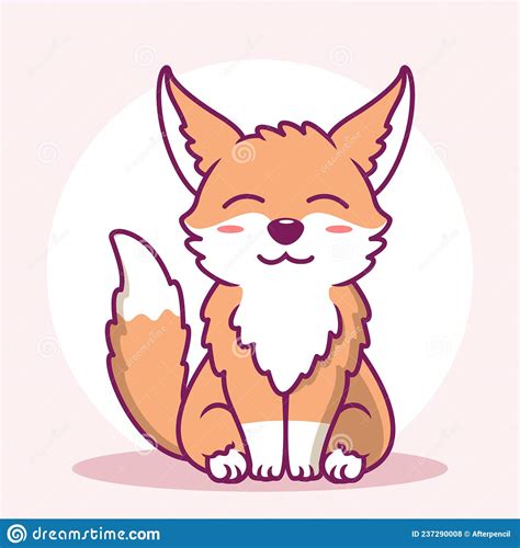 Cute Fox Cartoon Icon Illustration Animal Flat Cartoon Style Stock