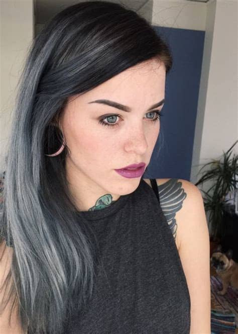 Lightener needs to be applied to black hair to first lighten it up prior to putting a bright color back into the hair like a red, silver, blue, violet. Picture Of black hair with silver grey highlights