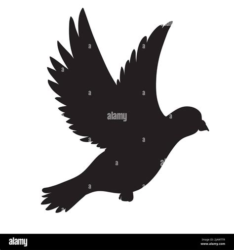 Silhouette Of A Pigeon Vector Illustration Black Icon Logo Standing