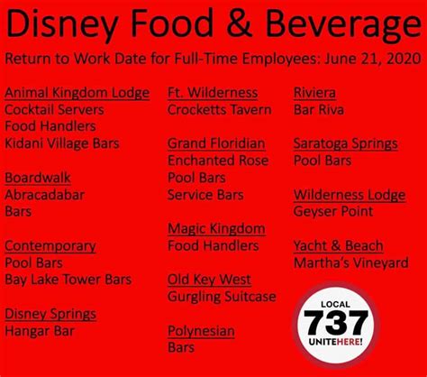News More Cast Members Recalled For Food And Beverage At Walt Disney