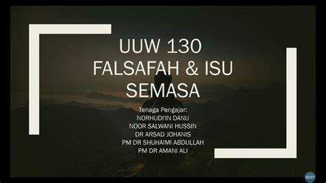 1,881 likes · 3 talking about this. Falsafah dan Isu Semasa Kuliah 1 - YouTube