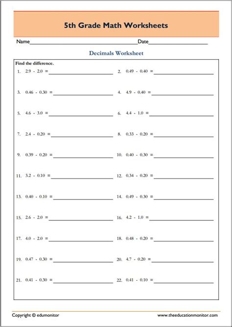 5th Grade Multiplication Decimals Worksheets Give Your Fifth Grader