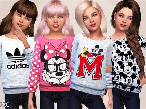 Girls Sweatshirts Collection 01 By Pinkzombiecupcakes Sims 4 Female