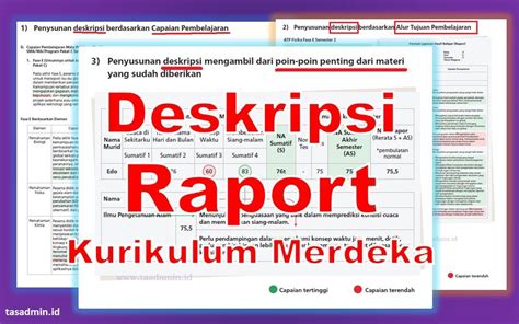 Cara Membuat Nilai Deskripsi Raport Kurikulum Merdeka - tasADMIN