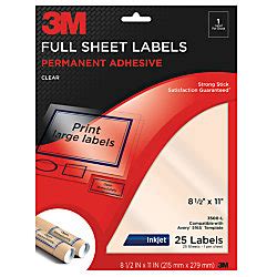 Browse more labels we do not sell office depot officemax or staples products and. 3M Clear Inkjet Full Sheet Labels 8 12 x 11 Pack Of 25 by ...