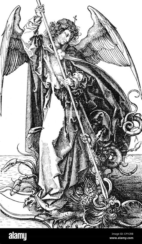 Michael Archangel Of The Christianity Fighting With Dragon Print