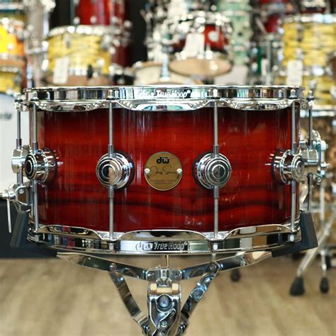 Dw Jazz Series Cherrygum Exotic 65x14 Snare Drum Rich Red Burst Ov 2112 Percussion