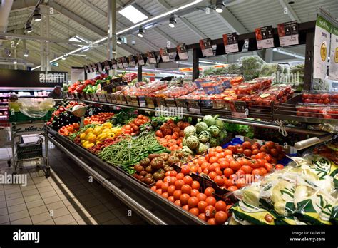Fruit Vegetable Counter In Supermarket High Resolution Stock
